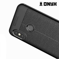 Leather Litchi силиконовый чехол накладка для Xiaomi Redmi 6 Pro / Mi A2 Lite - Черный