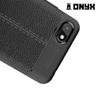 Leather Litchi силиконовый чехол накладка для Xiaomi Redmi 6a - Черный