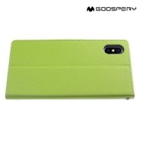 Mercury Goospery Горизонтальный чехол книжка для iPhone Xs Max - Зеленый