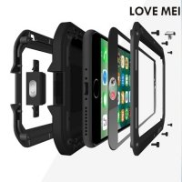 Металлический противоударный чехол LOVE MEI со стеклом для iPhone 7 Plus