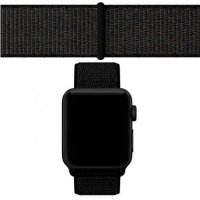 Нейлоновый ремешок на липучке для Apple Watch 42-44mm 2/3/4 Series Черный