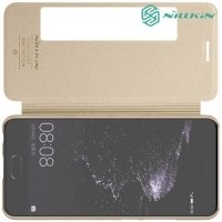 Nillkin с умным окном чехол книжка для Huawei P10 Plus - Sparkle Case Золотой