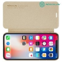 Nillkin ультра тонкий чехол книжка для iPhone X - Sparkle Case Золотой