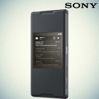 Оригинальный чехол-подставка с умным окном SCR42 для Sony Xperia Z5 - Черный