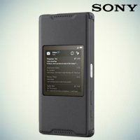 Оригинальный чехол-подставка с умным окном SCR44 для Sony Xperia Z5 Compact - Черный