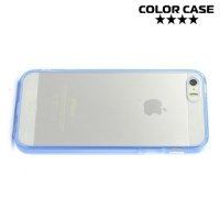 Прозрачный чехол на iPhone SE с голубыми ребрами