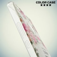 Силиконовый чехол для Huawei P9 lite - с рисунком Розы на белом