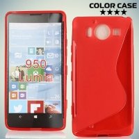 Силиконовый чехол для Microsoft Lumia 950 - S-образный Красный