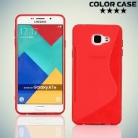 Силиконовый чехол для Samsung Galaxy A7 2016 SM-A710F - S-образный Красный