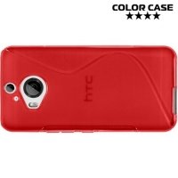 Силиконовый чехол для HTC One М9 Plus S-образный - красный