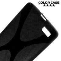 Силиконовый чехол для LG Max X155 Черный X-образный