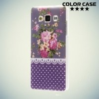 Силиконовый чехол для Samsung Galaxy A5 с орнаментом Розы на фиолетовом