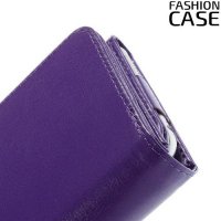 Универсальный чехол кошелек для смартфона с ремешком на руку, магнитной застежкой и отделениями для карт и купюр - Фиолетовый