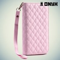 Универсальный чехол футляр сумочка для телефона Ромбус - розовый