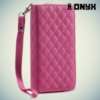 Универсальный чехол футляр сумочка для телефона Ромбус - ярко розовый