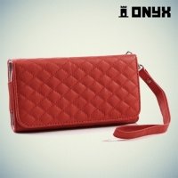 Универсальный чехол футляр сумочка для телефона Ромбус - красный
