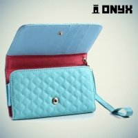 Универсальный чехол футляр сумочка для телефона Ромбус - голубой