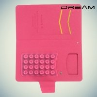 Универсальный чехол книжка для телефона 5.3–5.7 дюйма - Розовый