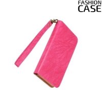 Универсальный чехол кошелек сумочка для телефона 6 дюймов - розовый
