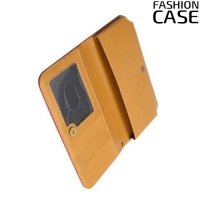 Универсальный чехол кошелек сумочка для телефона 6 дюймов - коричневый
