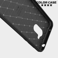 Жесткий силиконовый чехол для Huawei Honor 6A с карбоновыми вставками - Серый