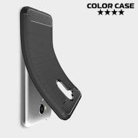 Жесткий силиконовый чехол для Huawei Honor 6A с карбоновыми вставками - Серый