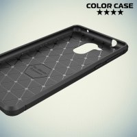 Жесткий силиконовый чехол для Huawei Honor 6C с карбоновыми вставками - Черный