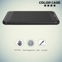 Жесткий силиконовый чехол для Huawei P10 с карбоновыми вставками - Черный