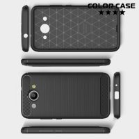 Жесткий силиконовый чехол для Huawei Y3 (2017) с карбоновыми вставками - Черный