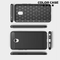 Жесткий силиконовый чехол для Meizu M5 Note с карбоновыми вставками - Черный