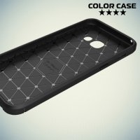 Жесткий силиконовый чехол для Samsung Galaxy A3 2017 SM-A320F с карбоновыми вставками - Черный