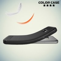 Жесткий силиконовый чехол для Samsung Galaxy A3 2017 SM-A320F с карбоновыми вставками - Черный