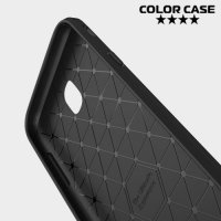 Жесткий силиконовый чехол для Samsung Galaxy J5 2017 с карбоновыми вставками - Черный