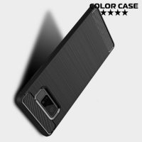 Жесткий силиконовый чехол для Samsung Galaxy Note 8 с карбоновыми вставками - Черный