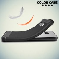 Жесткий силиконовый чехол для Samsung Galaxy S8 с карбоновыми вставками - Черный