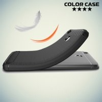 Жесткий силиконовый чехол для Xiaomi Redmi 4X с карбоновыми вставками - Черный