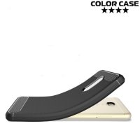 Жесткий силиконовый чехол для Xiaomi Redmi 5 Plus с карбоновыми вставками - Черный