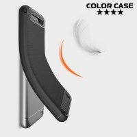 Жесткий силиконовый чехол для Xiaomi Redmi 5a с карбоновыми вставками - Черный
