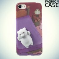 3D силиконовый чехол антистресс для iPhone 8/7 - Спящий котик