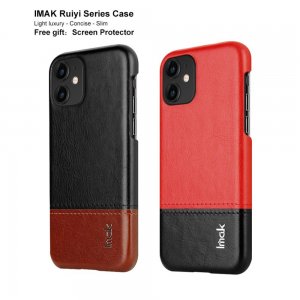 Тонкий Пластиковый PU Кожаный Кейс Накладка для iPhone 11 Красный / Черный