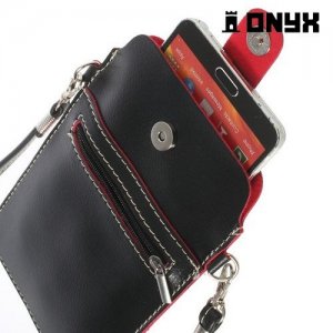 Универсальный чехол сумка на плечо для смартфона 5.5-6 дюймов - Черный