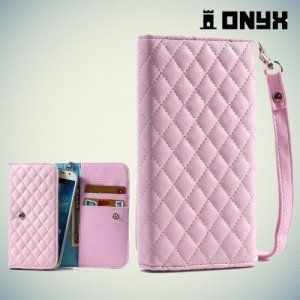 Универсальный чехол футляр сумочка для телефона Ромбус - розовый
