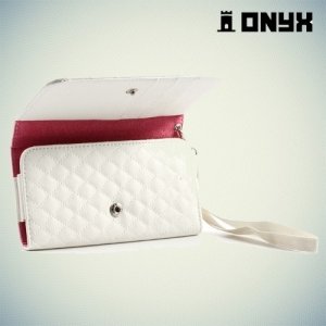 Универсальный чехол футляр сумочка для телефона Ромбус - белый