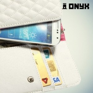 Универсальный чехол футляр сумочка для телефона Ромбус - белый