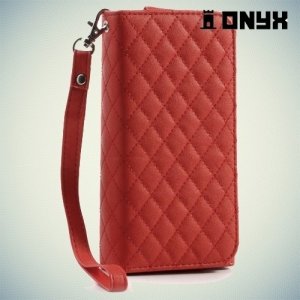 Универсальный чехол футляр сумочка для телефона Ромбус - красный