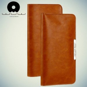 WUW Wallet Case универсальный чехол кошелек из мягкой экокожи для телефонов 5.5 дюймов - Коричневый