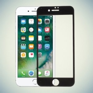 Закаленное 3D защитное стекло на весь экран с рамкой для iPhone 8 Plus / 7 Plus - Черный