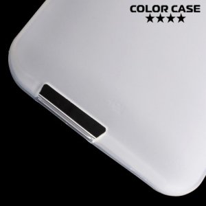 Матовый силиконовый чехол для HTC One М9 Plus - Белый полупрозрачный