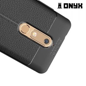 Leather Litchi силиконовый чехол накладка для Nokia 5.1 2018 - Черный