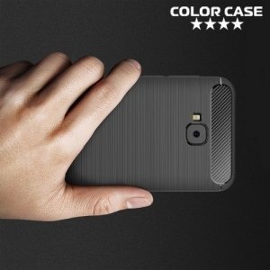 Жесткий силиконовый чехол для Asus Zenfone 4 Selfie Pro ZD552KL с карбоновыми вставками - Черный